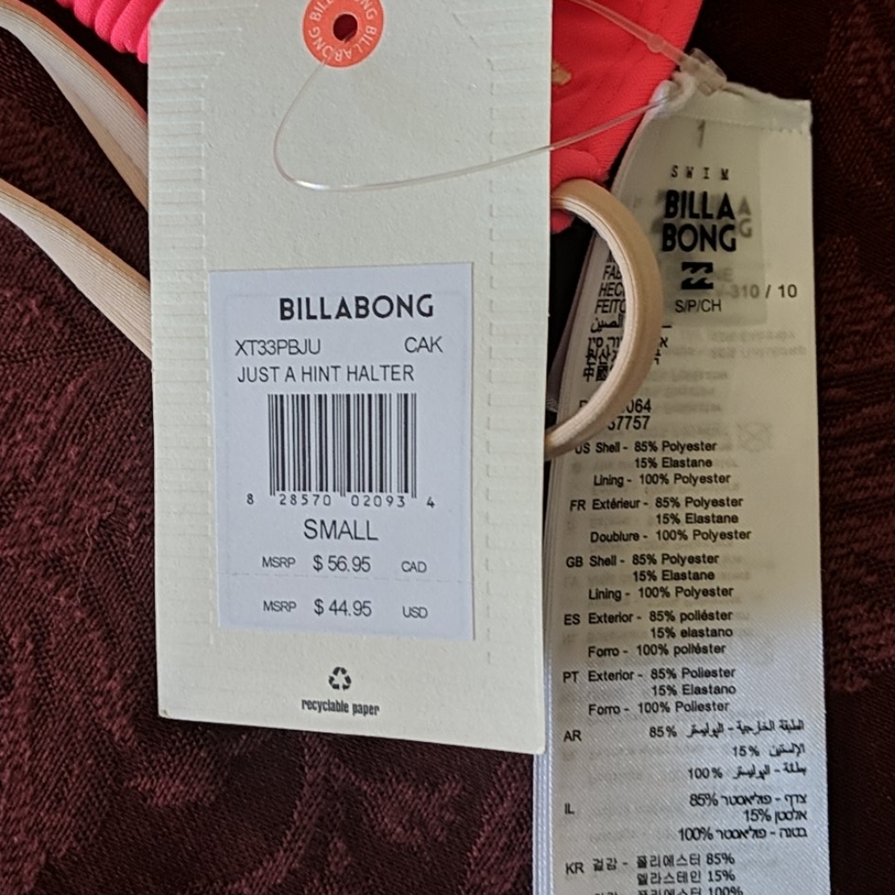 Billabong pink & Coral bikini top size S - Picture 2 of 4